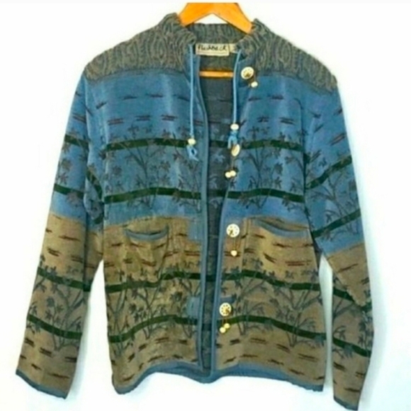 VINTAGE | Southwestern Tapestry Prairie Boho Jacket LARGE - Picture 4 of 11